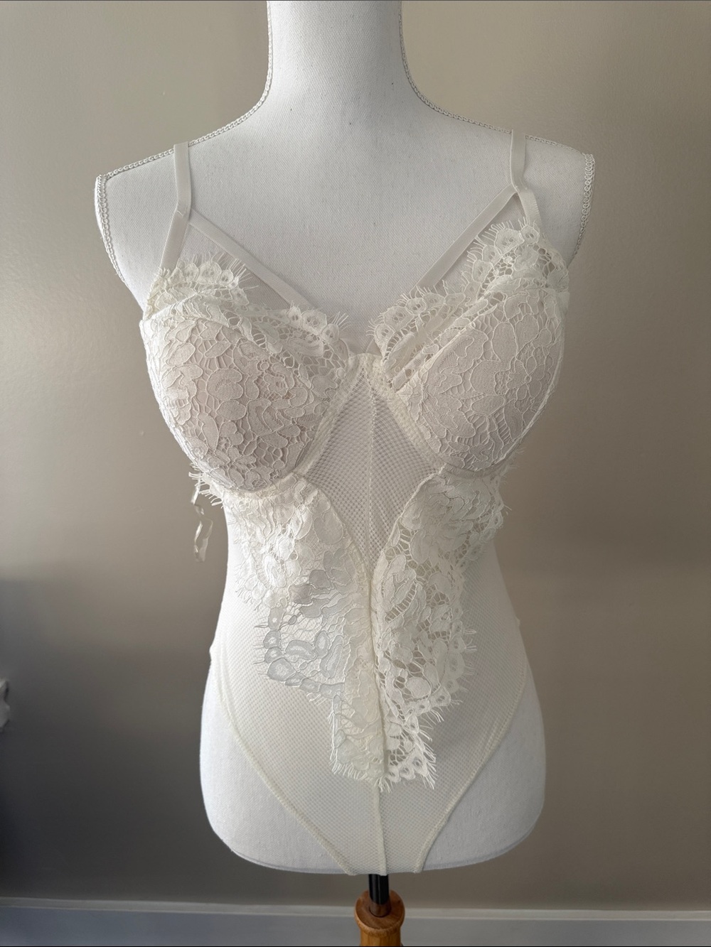 JLUXLABEL Ivory Lace Sheer Bodysuit